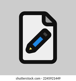 Edit file icon in filled line style, use for website mobile app presentation