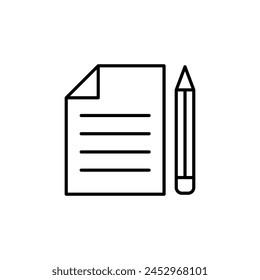 Edit file icon vector illustration. Pencil with list on isolated background. Note sign concept.