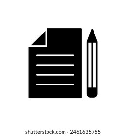 Edit file icon vector illustration. Pencil with list on isolated background. Note sign concept.