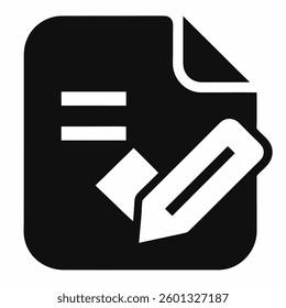 Edit file icon vector on Silhouette White background