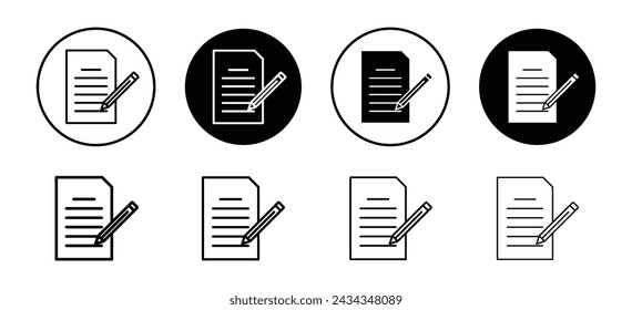 Edit file vector icon set collection. Edit file Outline flat Icon.