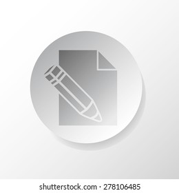 Edit file, web icon, vector design, in gray circle with shadow