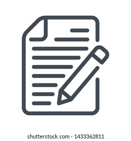 Edit File and Writing line icon. Pencil with Paper Document outline vector icon.