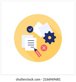Edit flat icon. Prepare text for publication or public presentation. Change or correction of literature material.Publishing concept. Color vector illustration
