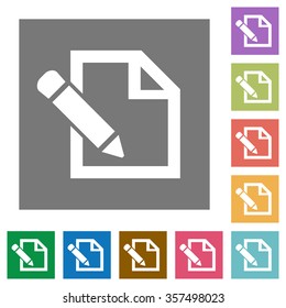 Edit flat icon set on color square background.