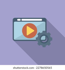 Edit gear movie icon flat vector. Video montage. Sound clip