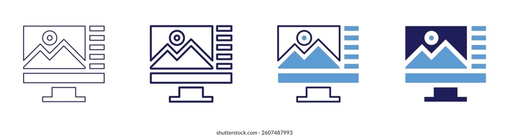 Edit article​ icon in 4 different styles. Thin Line, Line, Bold Line, Duotone. Duotone style. Editable stroke.