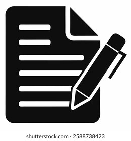 Edit icon. Black and white edit document file and pencil icon vector on white background.