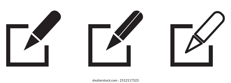 edit icon Collection in Black and white background