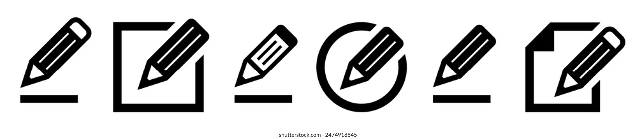 colección de iconos de Editar. Iconos del lápiz de Editar. Bloc de notas editar documentos con lápiz. Documento. Concepto de negocio 