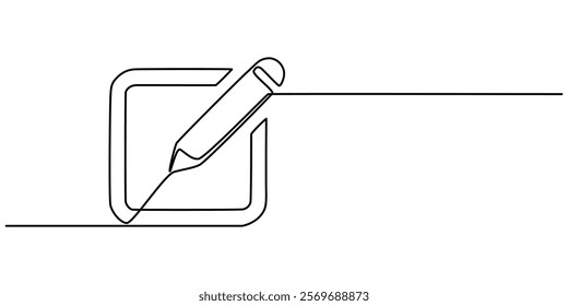 edit icon continuous one line drawing, edit pen icon, create modify pen sign button, sign up icon - editing text file document icons, Edit sign and symbol vector. Pencil icon. outline pro vector