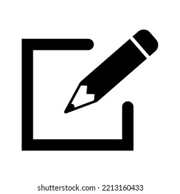 Bearbeiten Sie das Symbol im flachen Stil. Bleistift-Symbol einzeln auf weißem Hintergrund. Einfache abstrakte Zeichenkombination auf Schwarz. Vektorgrafik für Grafikdesign, Web, UI, Mobile App