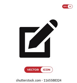 Edit icon isolated on white background. Modern, simple symbol in trendy design style for website, mobile, app, graphic, logo, UI. Flat vector element illustration. EPS10.