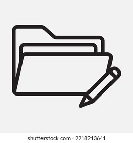 Editar icono en el estilo de línea sobre carpetas, usar para presentación de aplicaciones móviles del sitio web