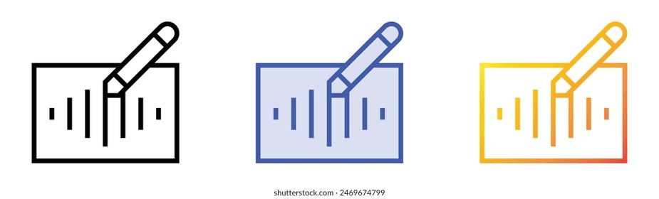 edit icon. Linear, Blue Fill and Gradient Style Design Isolated On White Background