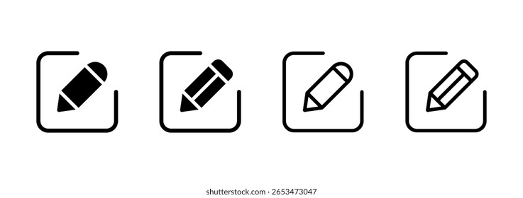 Ícone Editar design do logotipo. editar símbolo e sinal do documento. editar ícone de texto. lápis. inscrever