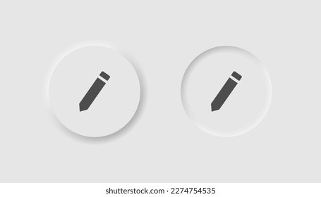 Edit icon in neumorphism style. Icons for business, white UI, UX. Add post symbol. Pencil, write, taking notes, handwriting, drawing. Neumorphic style. 