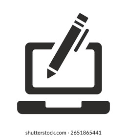 ícone editar, símbolo de bloco de anotações e caneta, ilustração de vetor plana no plano de fundo branco