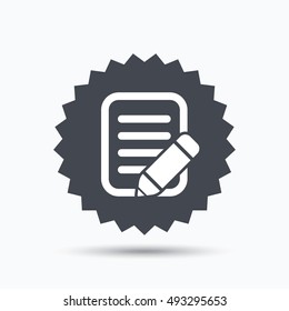 Edit icon. Pencil for drawing sign.