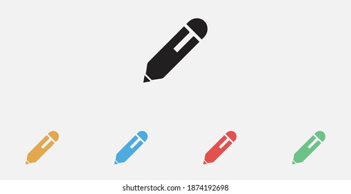 Edit icon, pencil icon. Vector icon. Filled vector illustration. Edit text icon. Set of colorful flat design icons