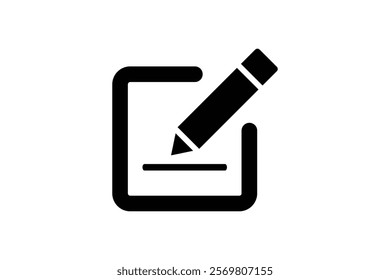Edit icon of a pencil writing on a document. Edit thin line icon vector illustration.
