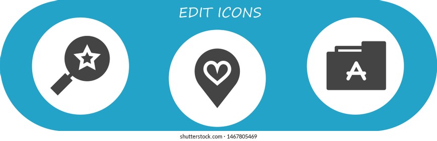 edit icon set. 3 filled edit icons.  Collection Of - Favorites, Favorite, Font