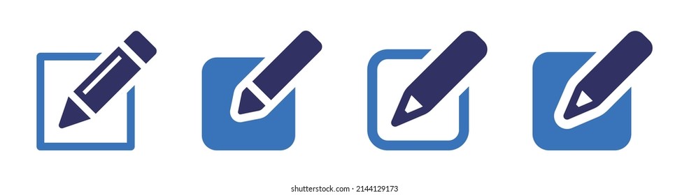 Edit icon set. Edit button with pen icon collection.