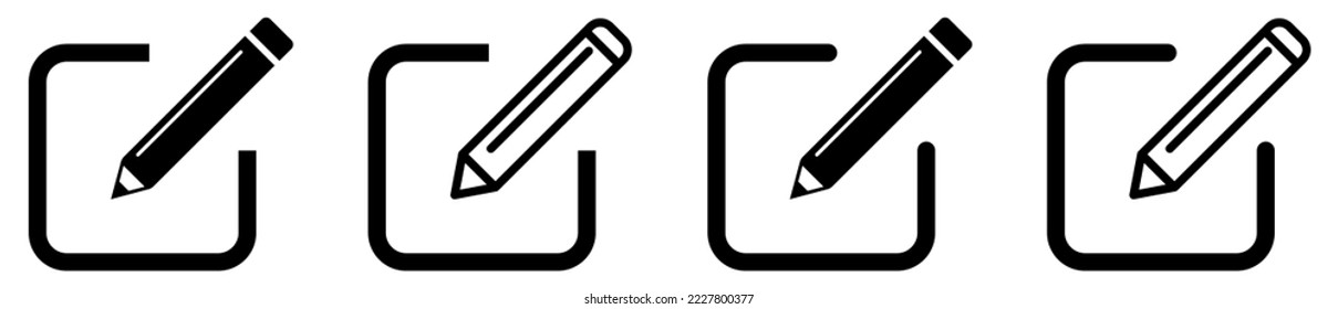 Edit icon set. Edit document symbol. Vector illustration isolated on white background
