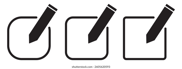 Edit icon set. edit document icon. edit text icon. pencil. sign up. EPS 10.