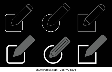 Edit icon set. Notepad edit document with pencil icon. Pencil icon, sign up icon. Business concept note edit pictogram.
