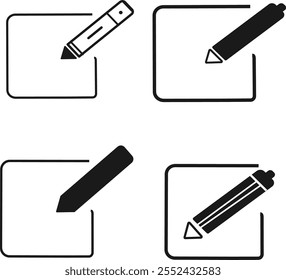 Conjunto de iconos de Editar Conjunto de iconos de pluma simple. Colección de símbolo de pluma
