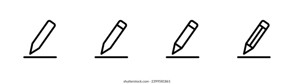 Symbolsatz bearbeiten. Bleistift-Symbol, Symbol anmelden, Vektorgrafik