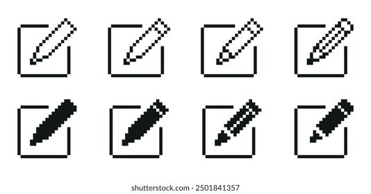 Edit icon set. Pixel pencil icon, sign up icon vector illustration.