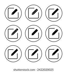 Edit icon set vector. edit document sign and symbol. edit text icon. pencil. sign up