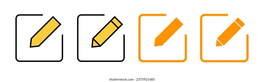 Edit icon set for web and mobile app. edit document sign and symbol. edit text icon. pencil. sign up