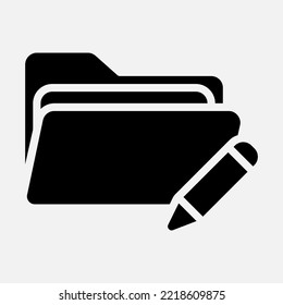 Edit icon in solid style about folders, use for website mobile app presentation