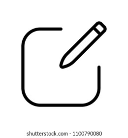 Edit icon. Square and pen. Linear, thin outline