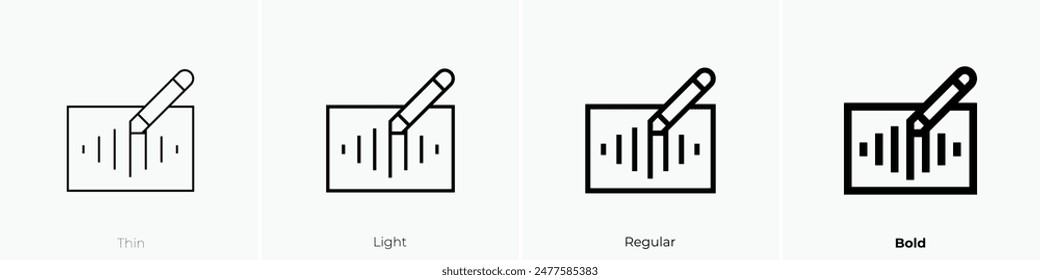 edit icon. Thin, Light Regular And Bold style design isolated on white background