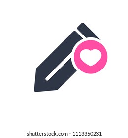 Edit icon, Tools and utensils icon with heart sign. Edit icon and favorite, like, love, care symbol. Vector illustration