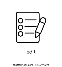 edit icon. Trendy modern flat linear vector edit icon on white background from thin line collection, outline vector illustration