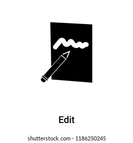 Edit icon vector isolated on white background, logo concept of Edit sign on transparent background, filled black symbol