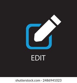 Edit icon vector isolated on black  background. Pencil icon. sign up Icon vector. edit text