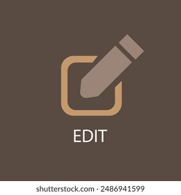Edit icon vector isolated on brown  background. Pencil icon. sign up Icon vector. edit text