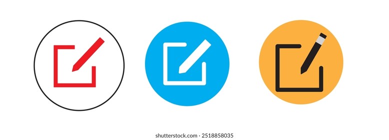 Edit icon vector isolated on white background. Pencil icon. Colorful edit icon vector set.