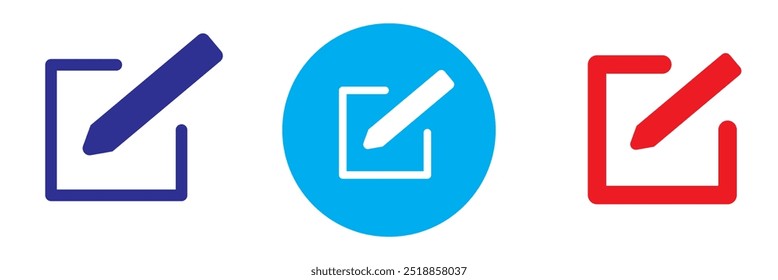 Edit icon vector isolated on white background. Pencil icon. Colorful edit icon vector set.