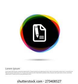 Edit Icon, White pictogram icon creative circle Multicolor background. Vector illustration. Flat icon design style