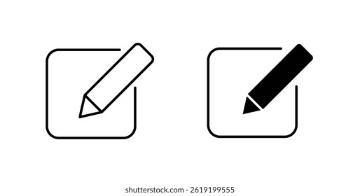 Edit icons set in black colors on white background