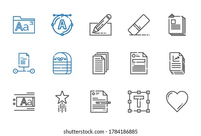 edit icons set. Collection of edit with favorite, text formatting, file, text editor, files, eraser, font, fonts. Editable and scalable edit icons.