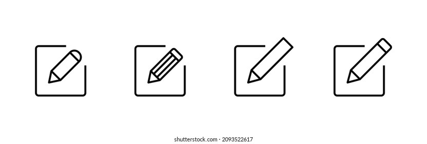 Editar conjunto de iconos. editar el signo y el símbolo del documento. icono de edición de texto. lápiz. inscribirse