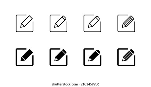 Editar conjunto de iconos. editar el signo y el símbolo del documento. icono de edición de texto. lápiz. inscribirse